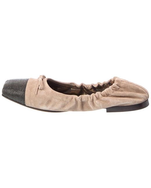 Brunello Cucinelli Brown Suede Flat