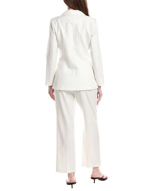 Pascale La Mode White 2Pc Jacket & Pant Suit