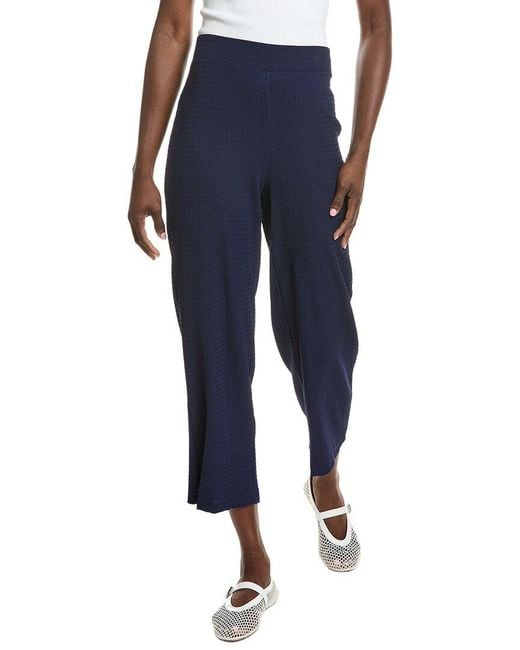 Jones New York Blue Seabreeze Crinkle Wide Leg Crop Pant