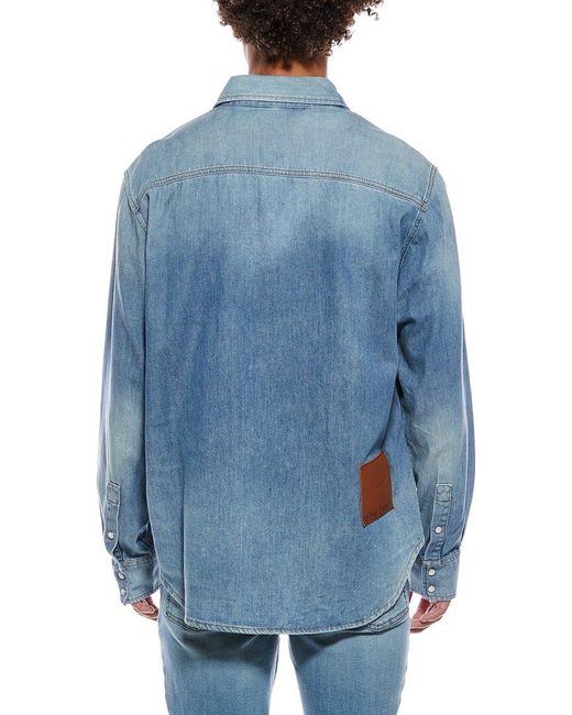 Palm Angels Blue Denim Shirt for men