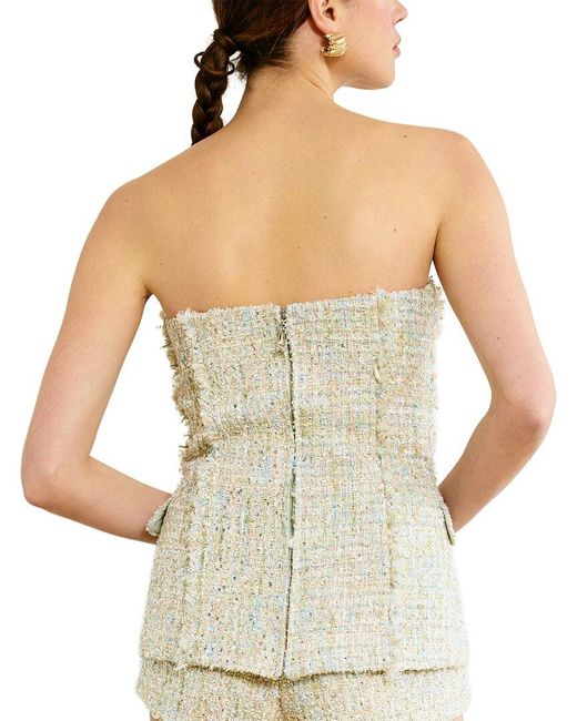 Line & Dot Green Clover Strapless Wool-Blend Top