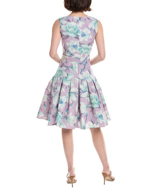 Sara Campbell Blue Printed Taffeta Dress