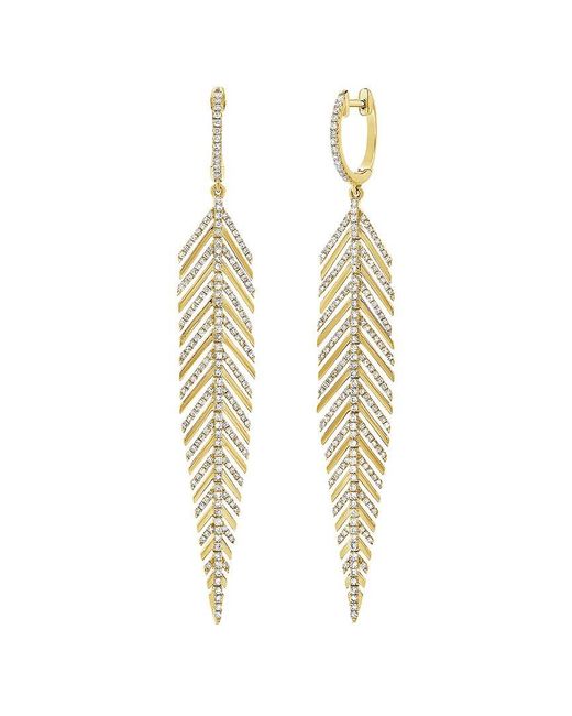 Sabrina Designs Metallic 14k 0.98 Ct. Tw. Diamond Feather Dangle Earrings