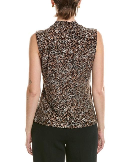 Anne Klein Brown Shirred Surplice Top