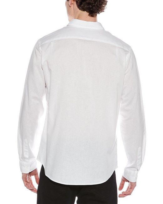 Vince White Linen-Blend Button-Down Shirt for men