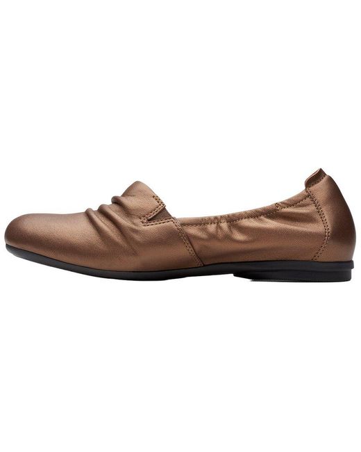 Clarks Brown Rena Way Leather Ballet Flat