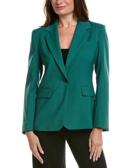 Max Mara Green Lamine Wool Jacket