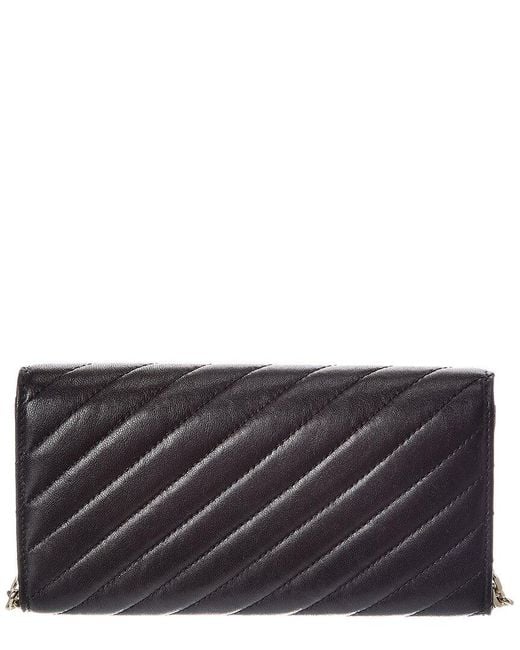 Jimmy Choo Black Avn Curve Leather Wallet On Chain