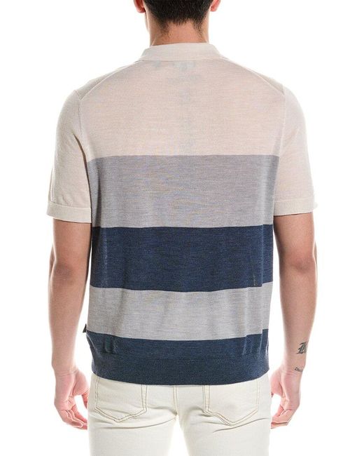 Ted Baker Blue Cove Multi Striped Wool Polo Shirt for men