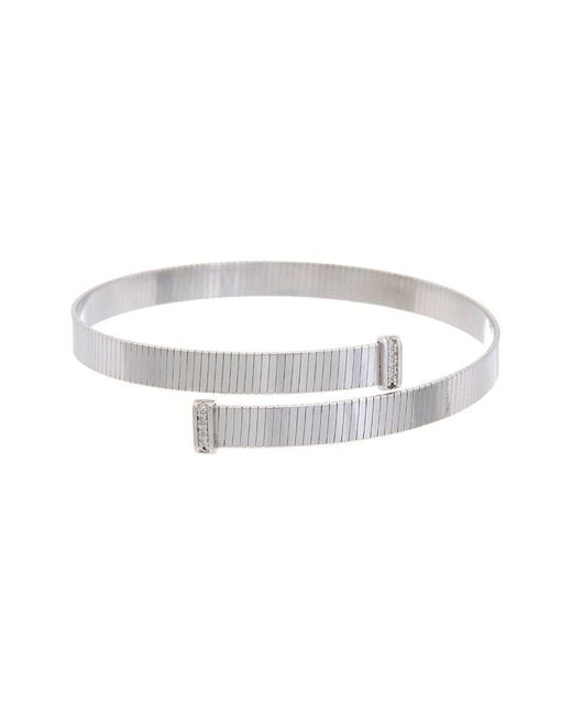 Meshmerise White 18k Over Silver 0.06 Ct. Tw. Diamond Bangle Bracelet