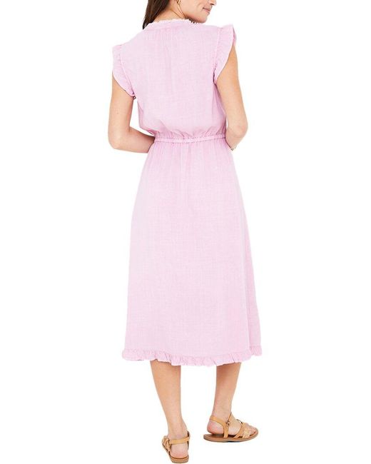 Bella Dahl Pink Ruffle Sleeve Midi Dress