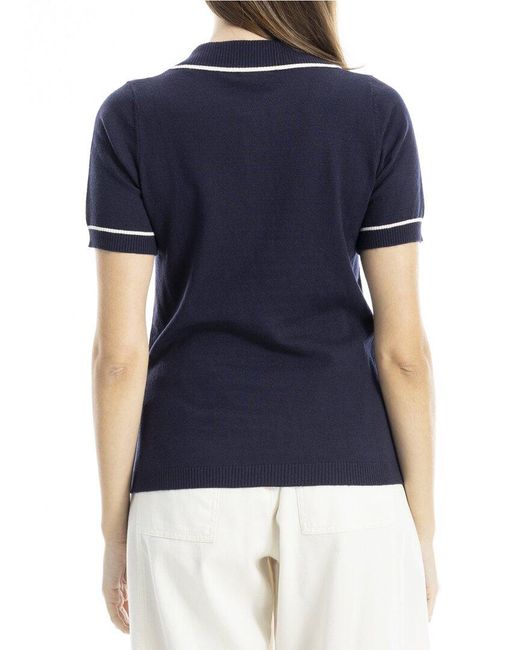 Max Studio Blue V-Neck Polo Top