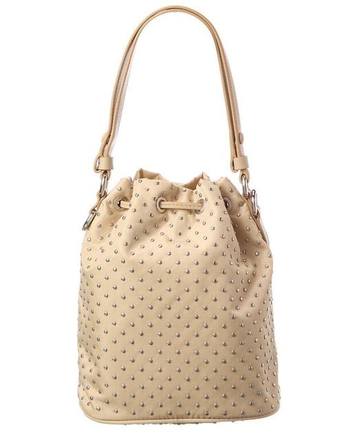 Prada Natural Vela & Leather Bucket Bag
