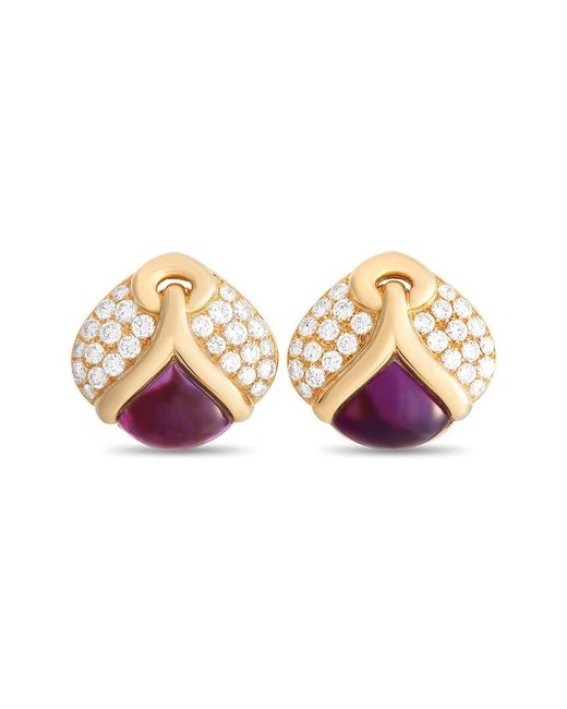 BVLGARI Pink 18K 4.00 Ct. Tw. Diamond & Amethyst Clip-On Earrings (Authentic Pre- Owned)