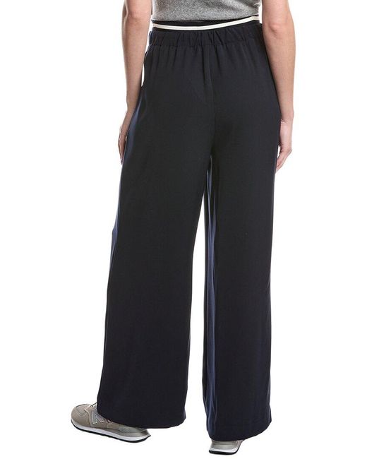 Reiss Black Fleur Waistband Detail Wide Leg Pant