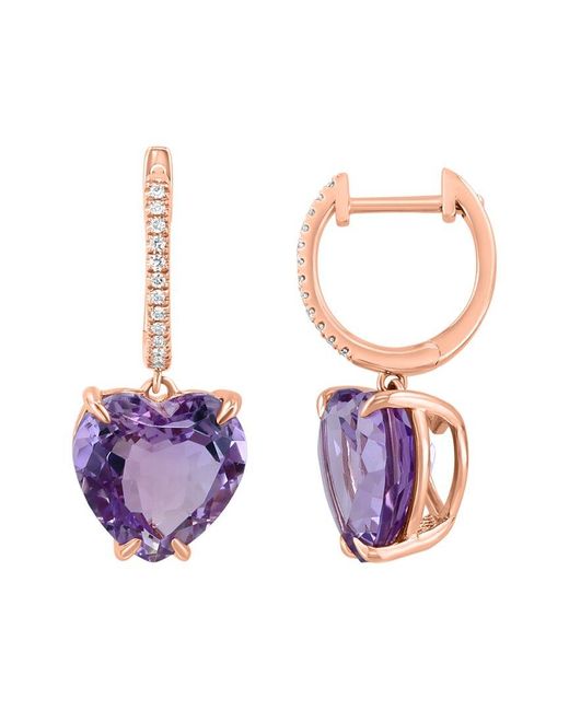 Effy Fine Jewelry Multicolor 14K Rose 6.87 Ct. Tw. Diamond & Amethyst Earrings