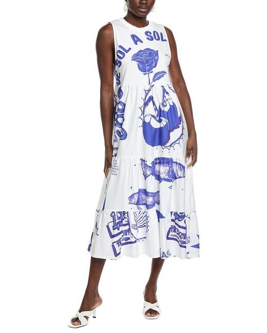 Farm Rio Blue Rainha Das Aguas T-Shirt Dress