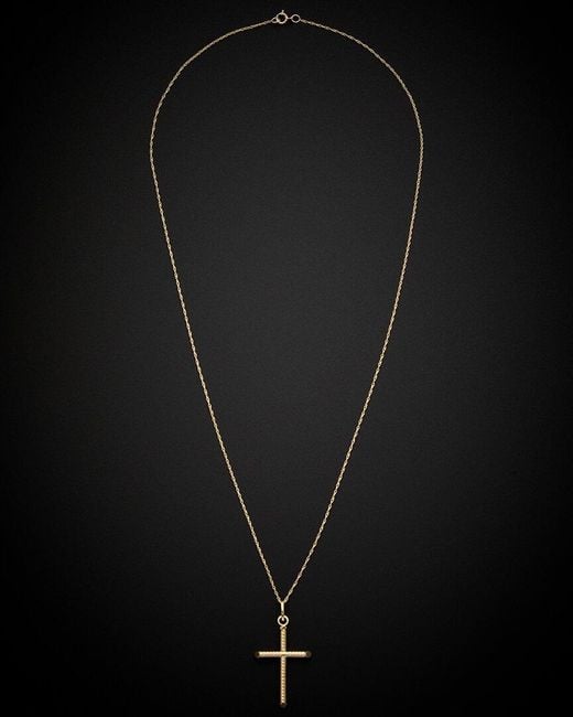 Italian Gold Black 14k Cross Pendant Necklace