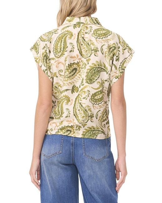 Vince Camuto Blue Tie Front Collar Top