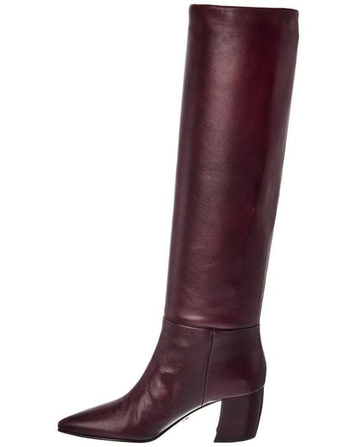 Prada Red 65 Leather Knee Boot