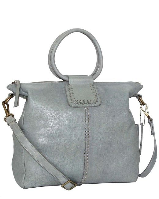 Nino Bossi Gray Tonya's Ring Genuine Leather Tote