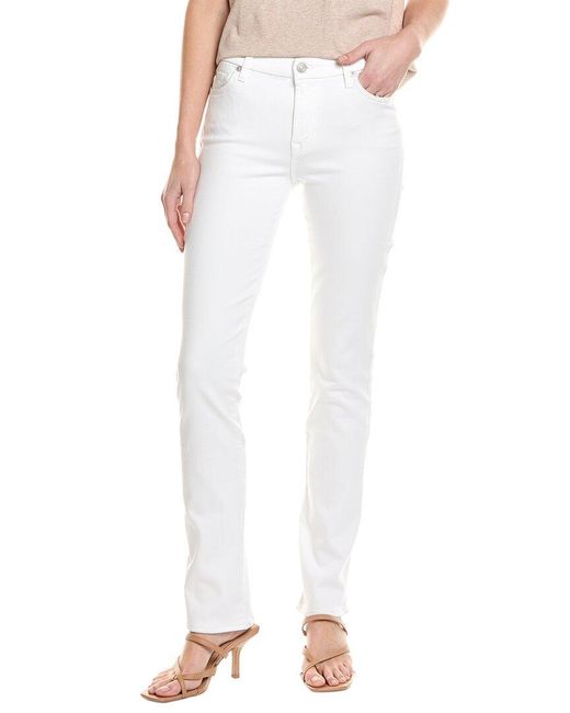 7 For All Mankind White Kimmie Form Fitted Straight Jean