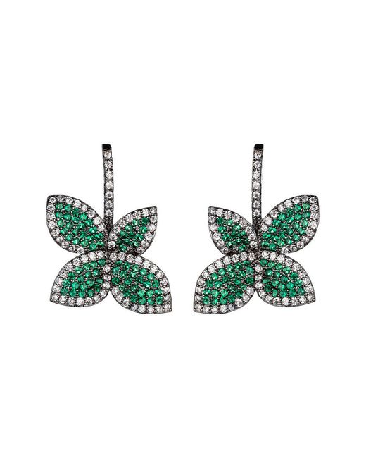 Eye Candy LA Maja Green Cz Crystal Brass Drop Earrings