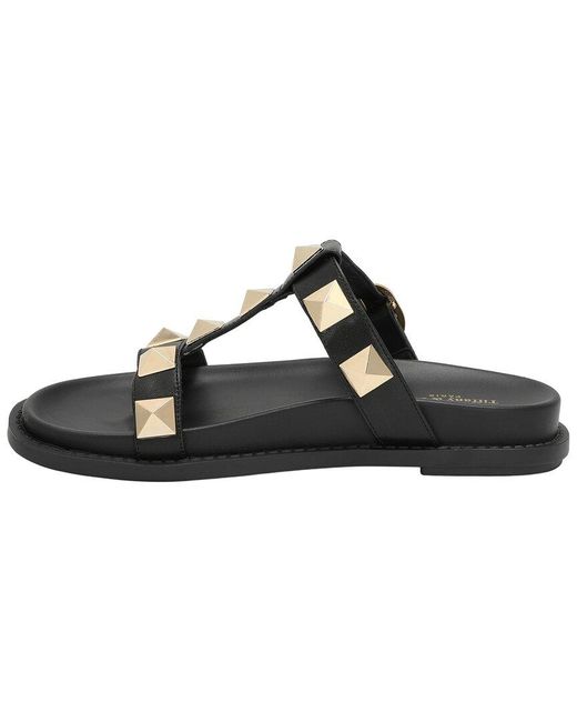 Tiffany & Fred Paris Black Leather Slide Sandal