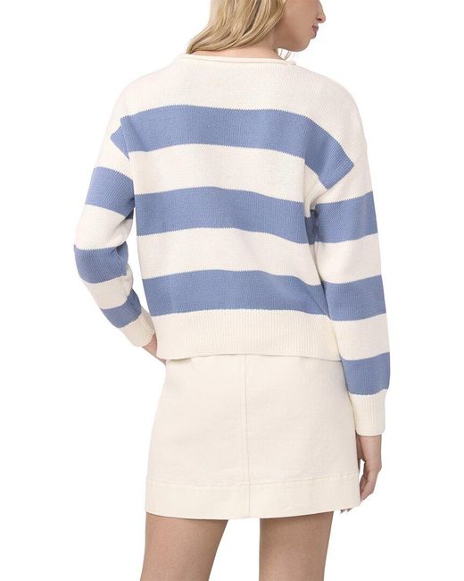 Vince Camuto Blue Wide Striped Rollneck Top