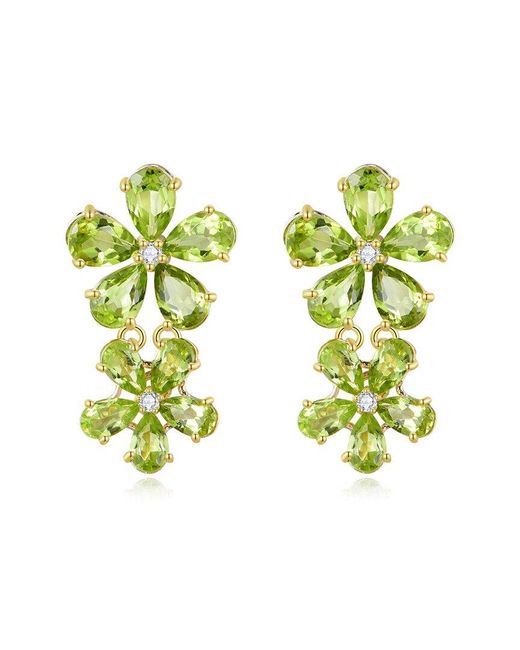 Nina Zhou Jewelry Green 14K 7.12 Ct. Tw. Diamond & Peridot Drop Earrings