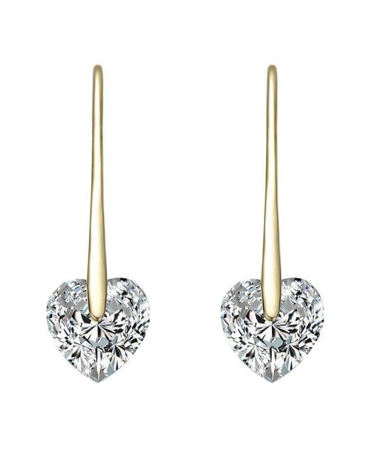 Rachel Glauber Metallic 14K Diamond Cz Dangle Earrings