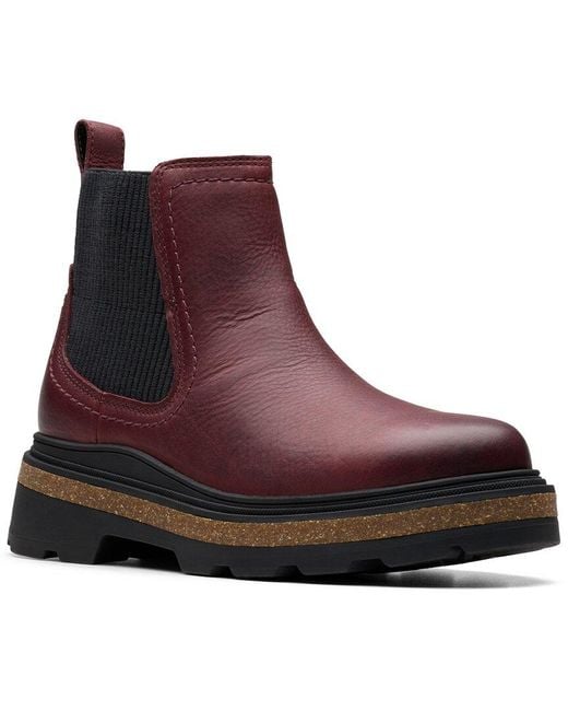 Clarks Purple Hencroft Step Wp Leather Bootie
