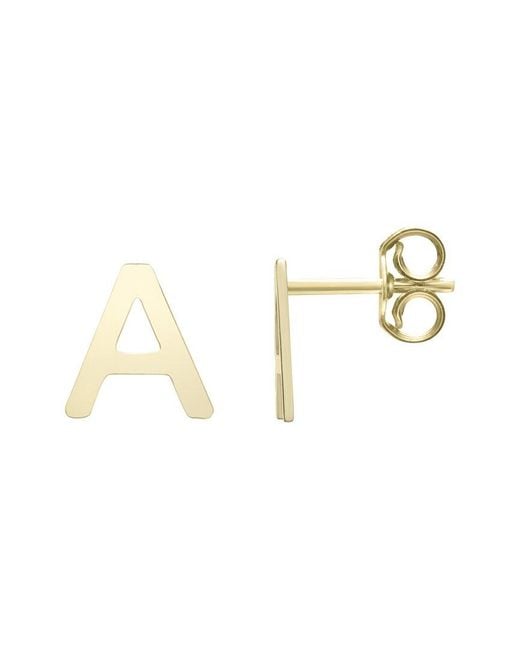Italian Gold White 14K Initial Earrings