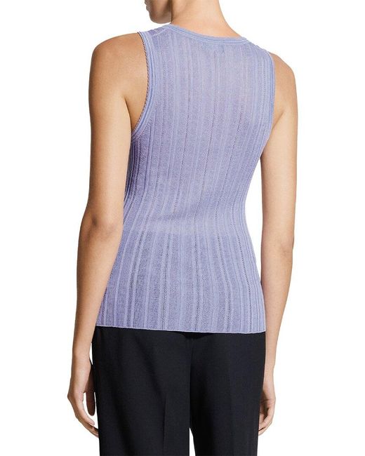 Theory Blue Pointelle Wool-Blend Sweater