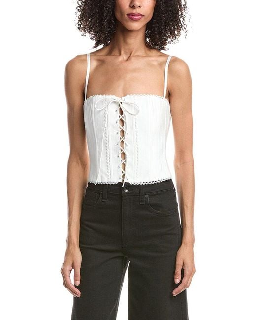GUIZIO White Cotton Scallop Corset
