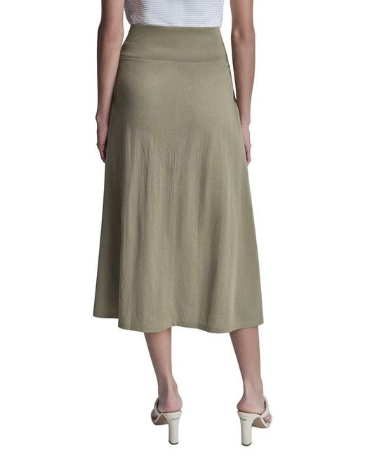 DKNY Green Arid Pique Mini Logo Emblem Slit Skirt