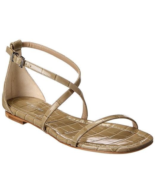 Michael Kors Metallic Polly Runway Croc-Embossed Leather Sandal