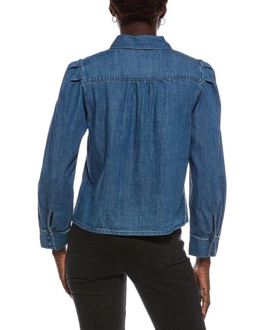 Madewell Blue Puff Sleeve Fitted Shirt