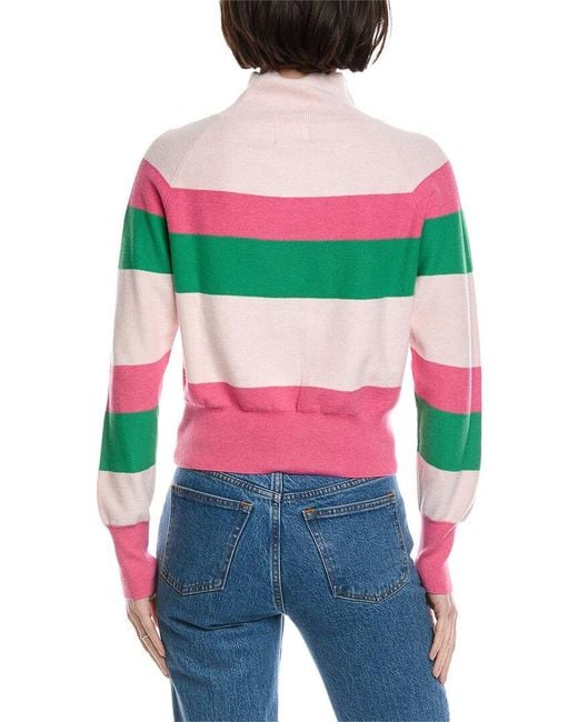 Brodie Cashmere Pink Mock Neck Cashmere-Blend Sweater
