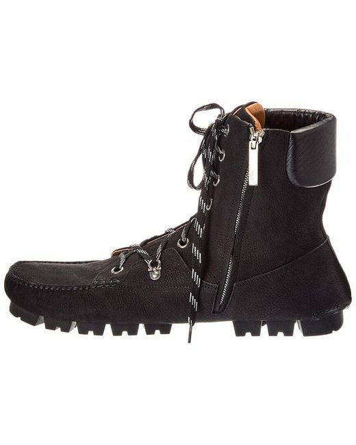 Ferragamo Black Grifo Leather Hiking Boot for men