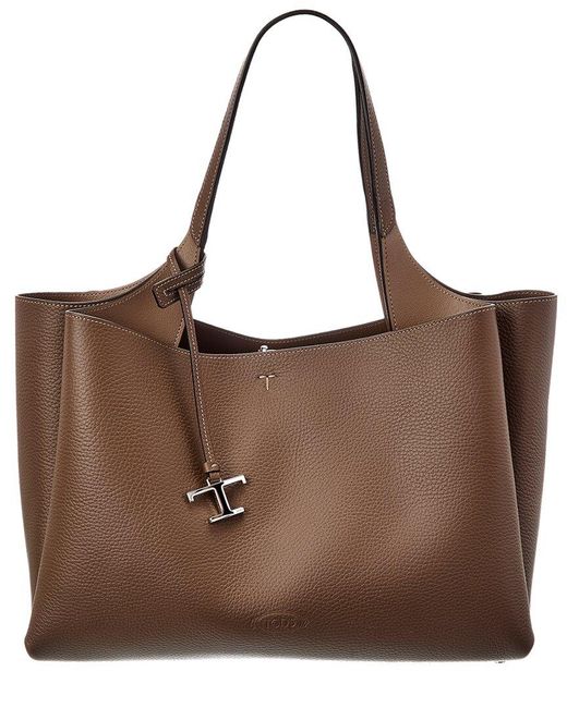 Tod's Brown Logo Medium Leather Tote