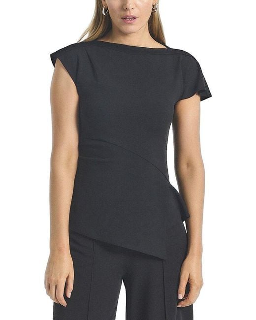 10 Crosby Derek Lam Black Luelle Crepe Knit Asymmetric Top