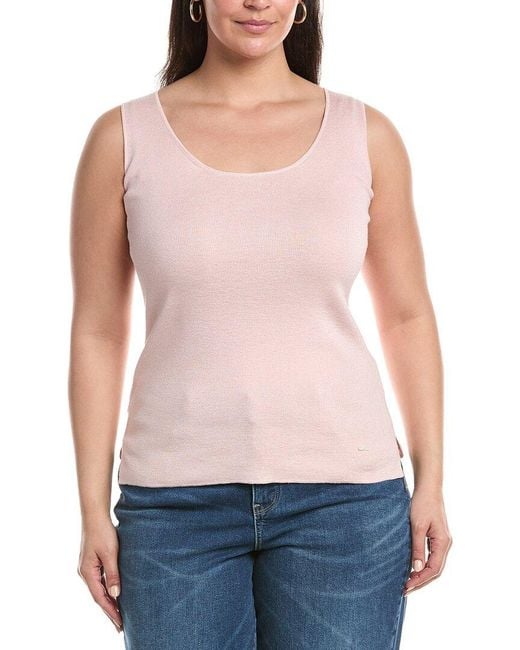 Akris Blue Sleeveless Silk & Linen-Blend Top