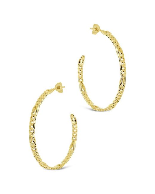 Sterling Forever Metallic 14k Plated Thin Chain Hoops