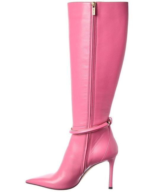 Jimmy Choo Pink Dreece Kb 95 Leather Knee-High Boot