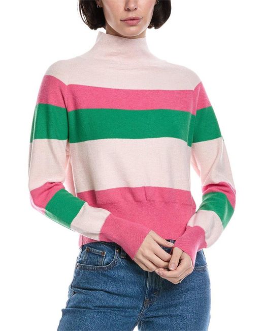 Brodie Cashmere Pink Mock Neck Cashmere-Blend Sweater