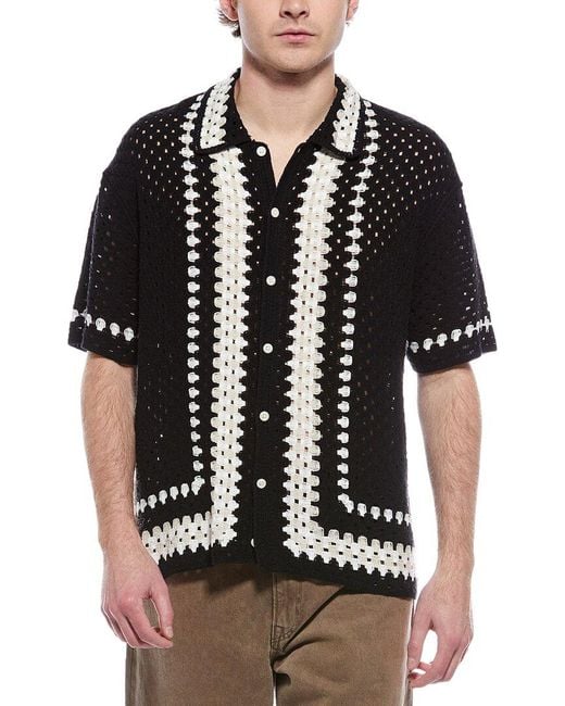 Truth Black Crochet Shirt for men
