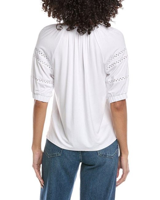 Nicole Miller White Solid Blouse