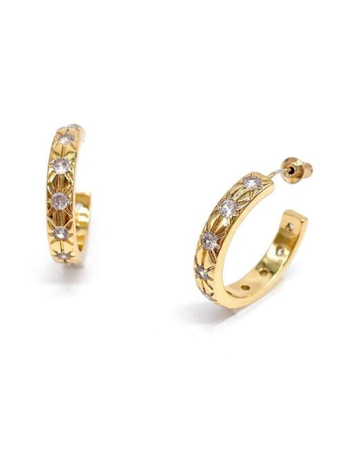 Adornia Metallic 14k Plated Starburst Hoops