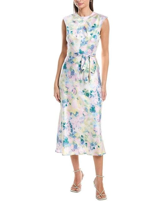 Tahari Blue Sleeveless Midi Dress